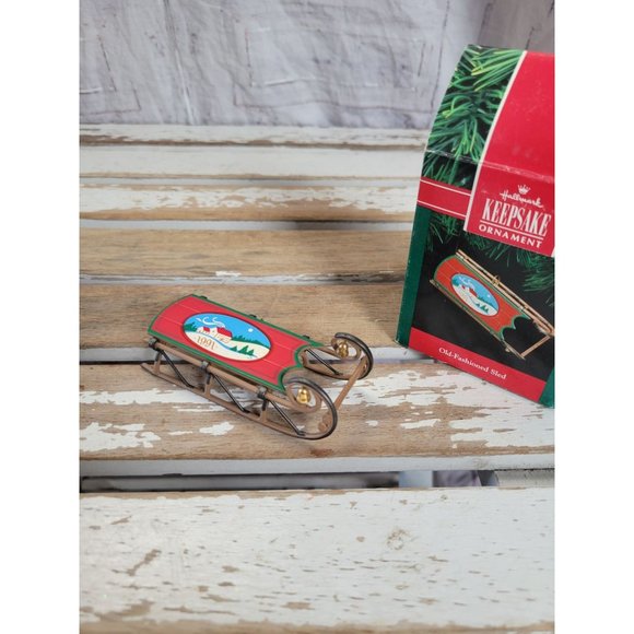 Hallmark old fashioned sled 1991 tournament holiday tree - Picture 1 of 7